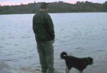 instant-karma-bitch-guy-tries-to-push-dog-in-river-he-falls.gif