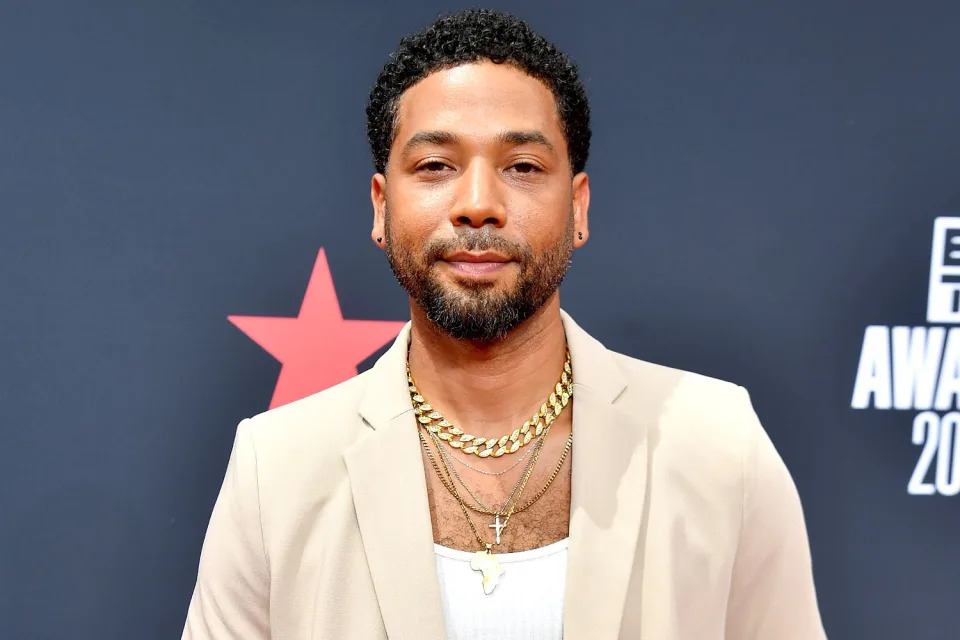 <p>Paras Griffin/Getty</p> Jussie Smollett attends the 2022 BET Awards