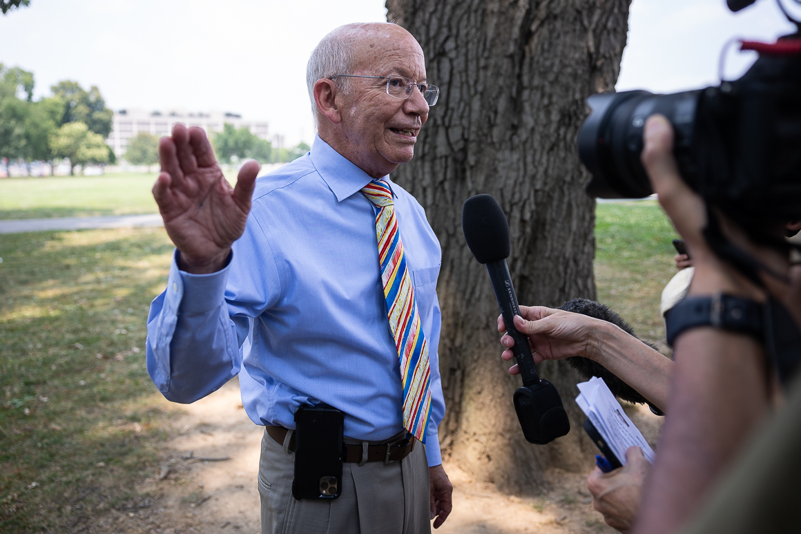House Transportation Chairman Peter DeFazio (D-Ore.) at a rally for progressive infrastructure legislation on the National Mall June 20, 2021.